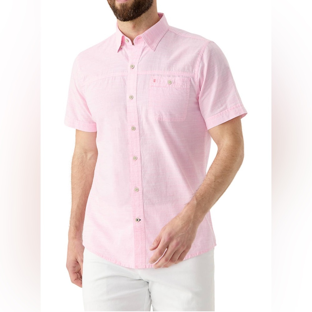 Izod Saltwater men’s camp shirt in carnation pink size L EUC